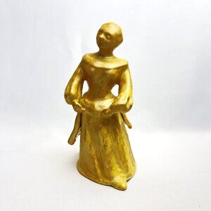 Handcrafted Folk Art Clay Figurine Faceless Woman Abstract Studio Sculpture 6"